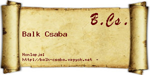 Balk Csaba névjegykártya
